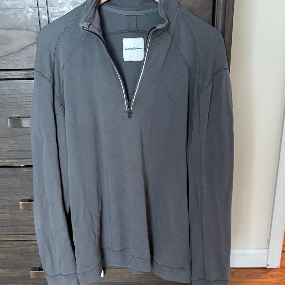 Tommy Bahama Charcoal Zip-Up Sweater